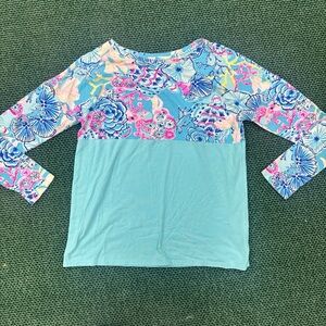 Lilly Pulitzer Blue and Pink Floral Top